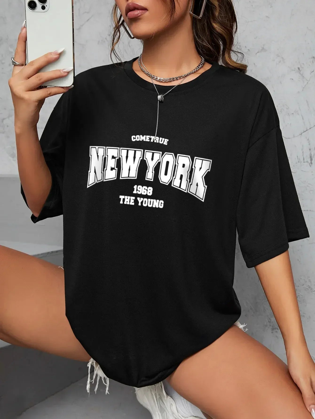 Shirts for Women 1968 The New York Is Young Women Tshirts Oversize Creativity Streettshirt Short Sleeve Clothes Graphic T Shirts